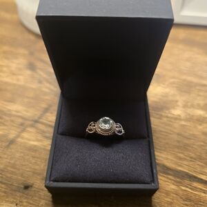 Aquamarine and Sterling Silver Ring Size 6